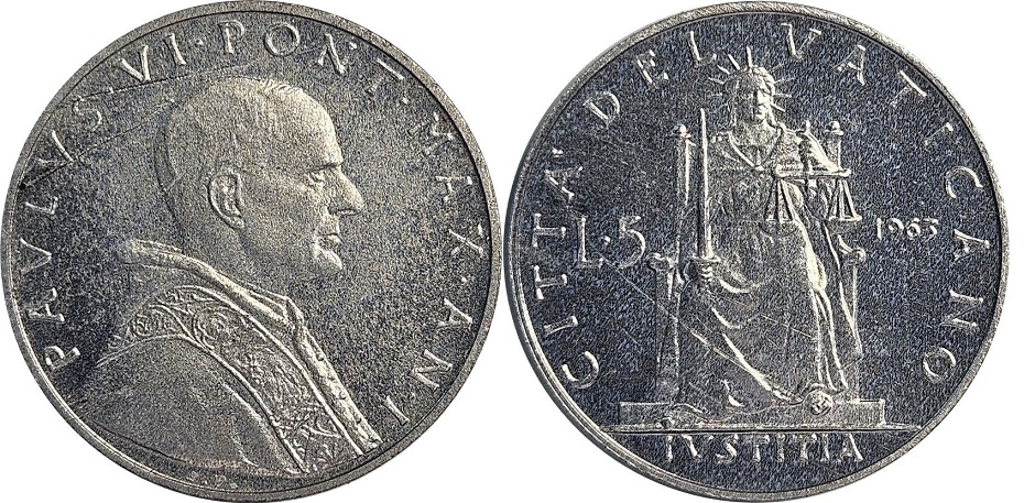 1963 Vatican 5 Lire